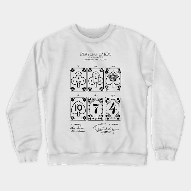 PLAYING CARDS patent bling art, Crewneck Sweatshirt by Dennson Creative